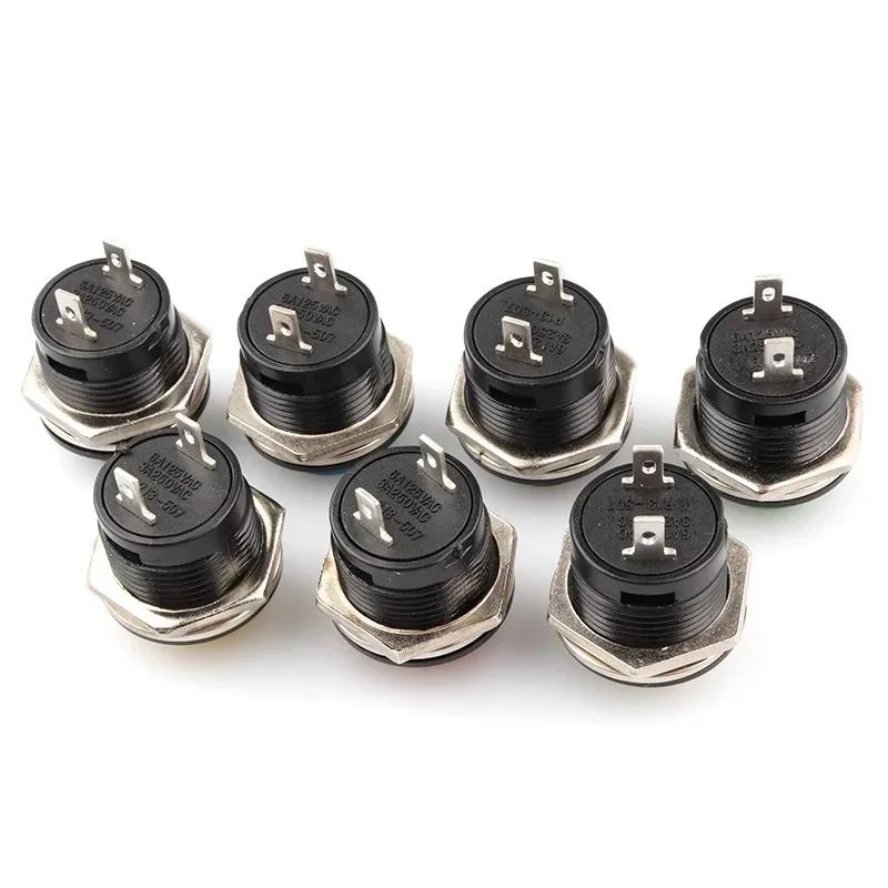 5/20Pcs 2Pin ON-OFF 16mm Round Push Button Switch R13-507 Momentary Power Switch