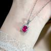 Niche Light Luxury Red Corundum Fluorescent Lamp Color-changing Davis Style Pendant Necklace Women's Open Ring Stud Earrings Three-piece Set 2026