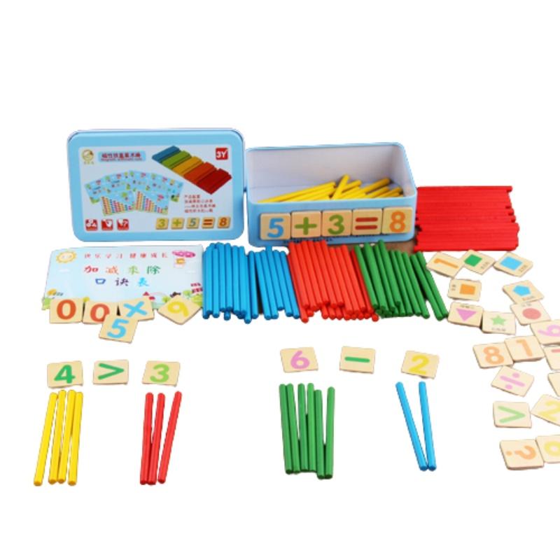 Magnetic Math Stick Box Colourful Wooden Counting Set For Kids Math Learning