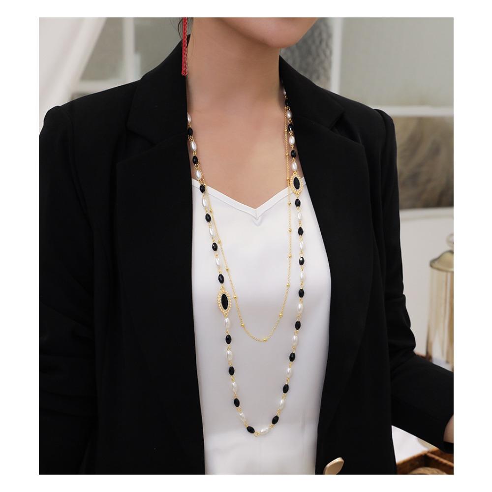 JMXD Long Double Layer Necklace Women's Minimalist Luxury Sweater Chain Y2K Elegant Choker Cottagecore Dainty Fashion Jewelry Gift