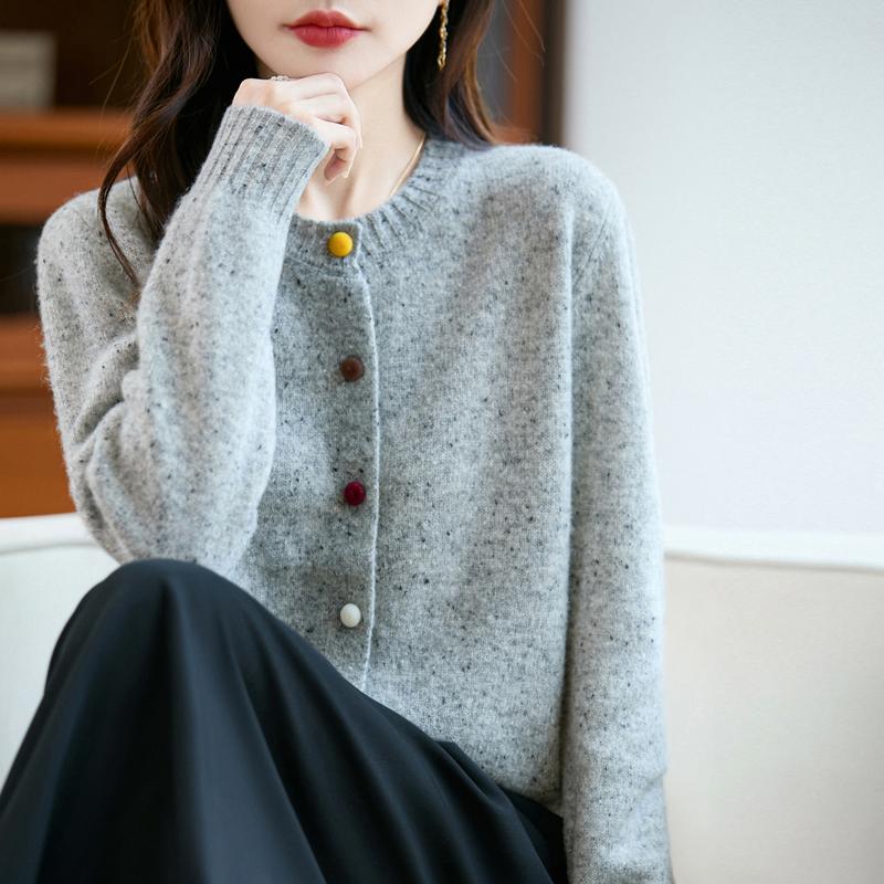 QingHe Cashmere Women's 30% Cashmere Cardigan - Soft & Warm Wool Blend Sweater