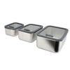3PCS Food Storage Container Set 304 Stainless Steel Food Prep Container Lunch Box with Airtight Glas