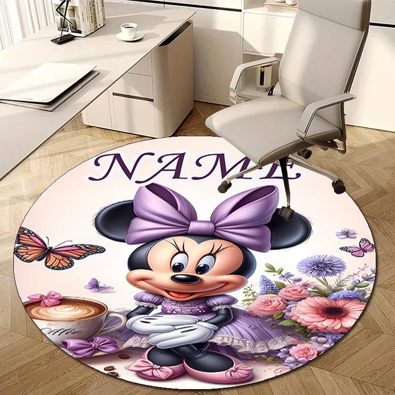 Personalized M-Minnie Round Chair Office Rug - Perfect for Mat, Office Chair & More - Ideal Gift for Birthdays and Holidays
