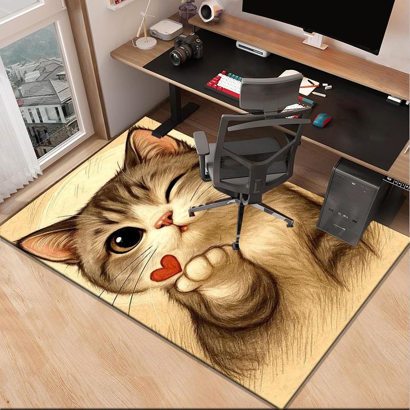 Black Cat In Sunflower Town Office Rug Chair Mat, Game Carpet, Suitable for Front Door, Bedroom, Living Room, Desk, Holiday Gift
