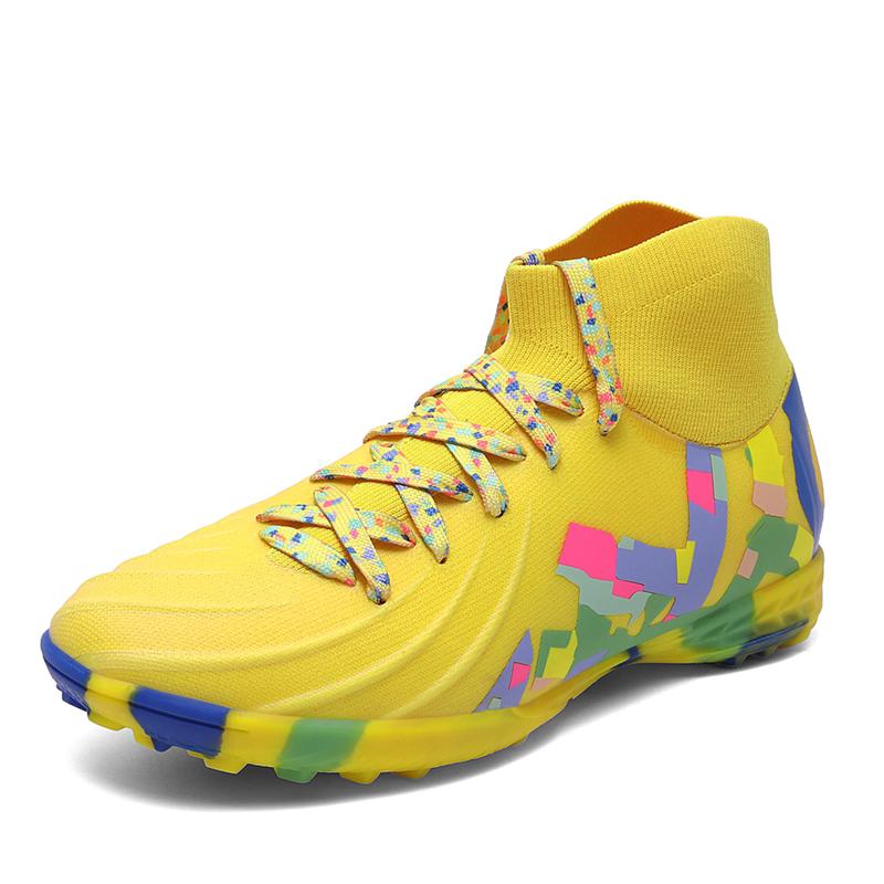 Super Star Fashion Yellow Men's Football Sneakers Unisex Professional Soccer Turf Shoes Big Size 46 Futsal Boots Men Trainers