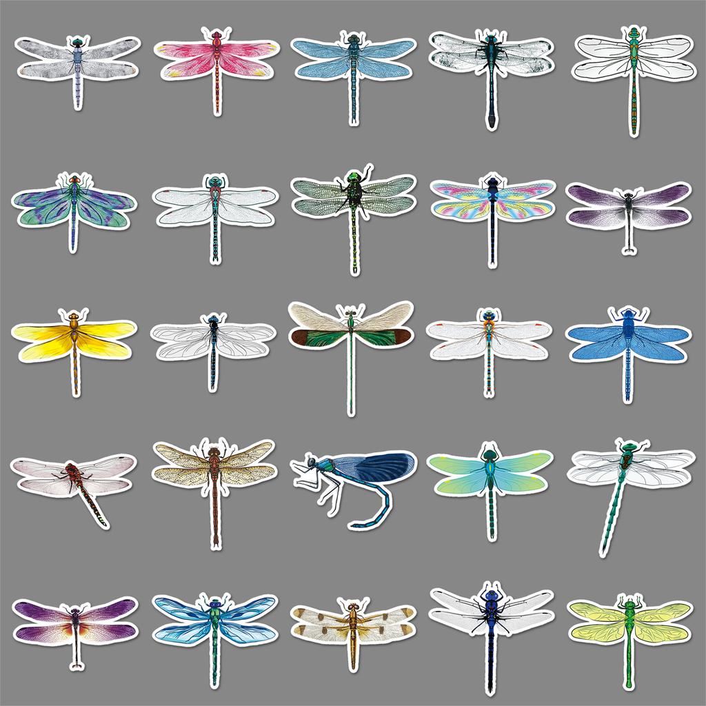 50 Dragonfly Doodle Personality Cartoon Insect Creative Decoration Mobile Phone Case Water Cup Suitcase Sticker Waterproof