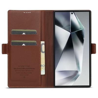 LC.IMEEKE L1 Series for Samsung Galaxy S25 Ultra Case PU Leather Wallet Stand Protective Phone Cover