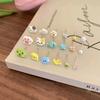 Korean version of small fresh cartoon cute stud earrings three-piece set of personality versatile small childlike summer earrings