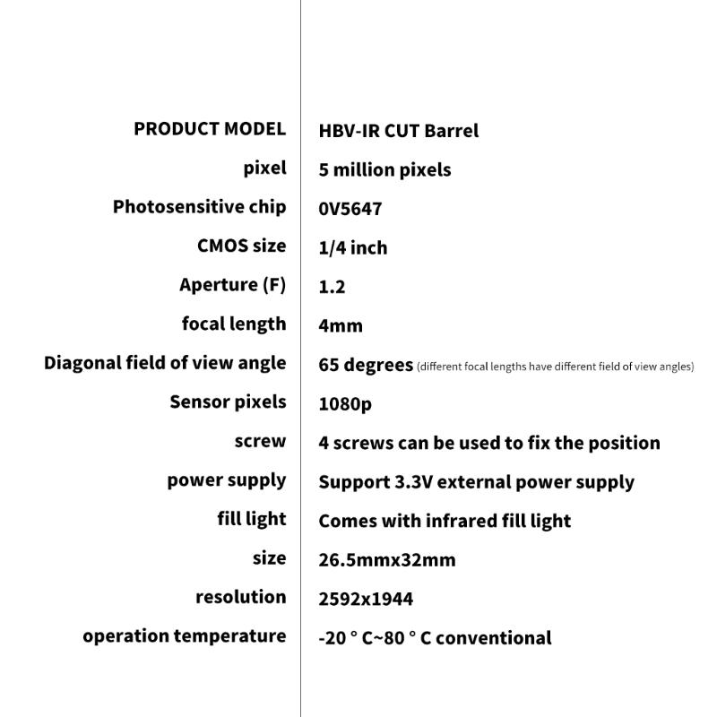 5MP Fisheye Camera 1080P 2592x1944 65°Diagonal Field View For RPi B 3/2 With Auto Day Night Switching