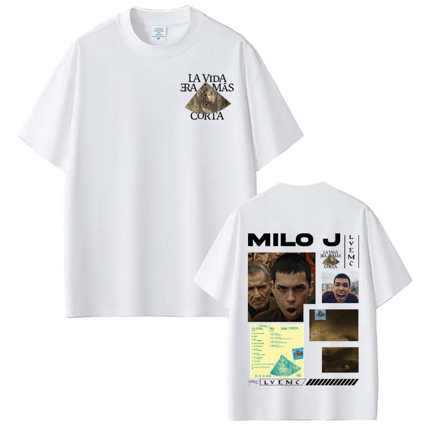 Rapper Milo J La Vida Era Mas Corta Album Tees Men Women Hip Hop Tshirt Cotton Casual High Quality Fashion ONeck Tshirt Tops