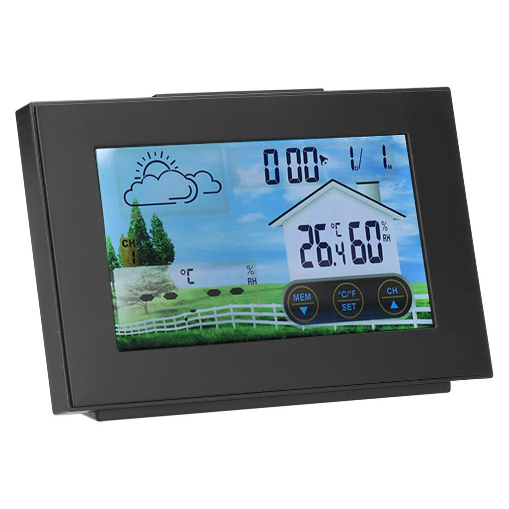 Weather Clock with Color Touch Screen Backlight Indoor Outdoor Thermometer Hygrometer Weather