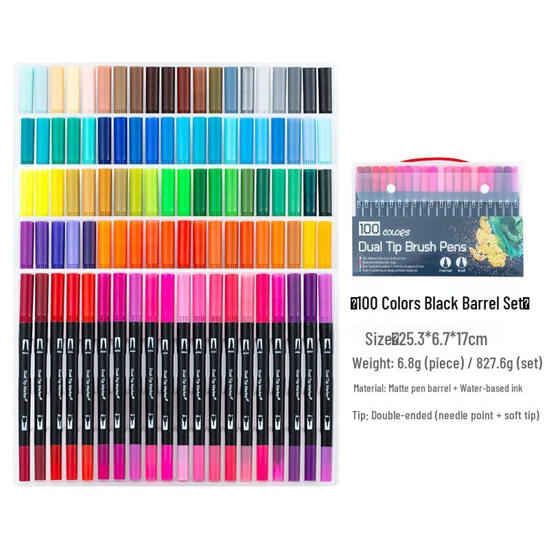 168 Color Double-Ended Watercolor Fineliner Pens Set - Soft Tip, Washable, Art Drawing Tools