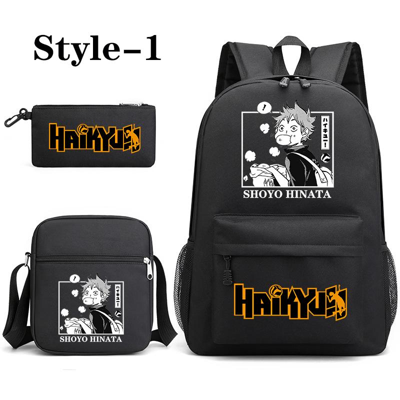 

Забавный рюкзак Сёё Хината Харадзюку Новый аниме-принт Рюкзак из 3 частей Школьный рюкзак большой вместимости на молнии Аниме-рюкзаки