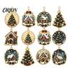 Living Room Ornament 12PCS Christmas Tree 2D Flat Pendant, Pearl Acrylic Art Kits, Bright Gift for Holiday Season Color Classic Patterns Party