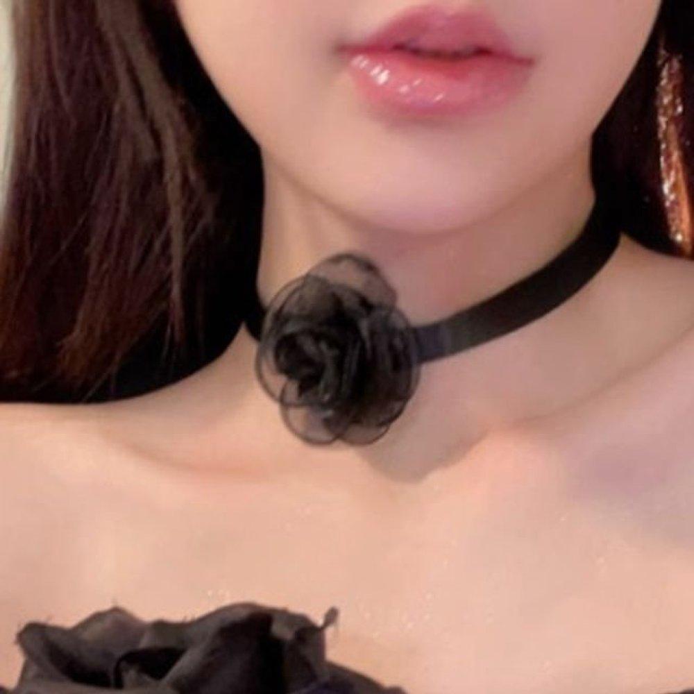 Rose Choker Corsage Lace Rose Necklace (Wfgdqa6)