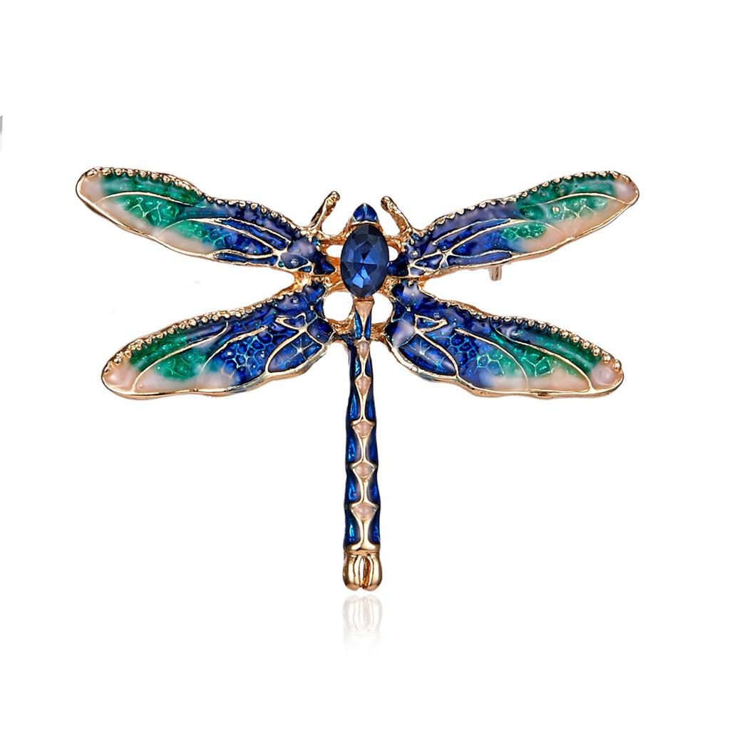 Temperament Blue Green Enamel Flying Dragonfly Brooches For Women Men Exquisite Classic Insect Animal Lapel Pins Party Jewelry