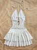 2024 Summer European and American Style Women's Sexy Lace Hollow-Out Short Dress