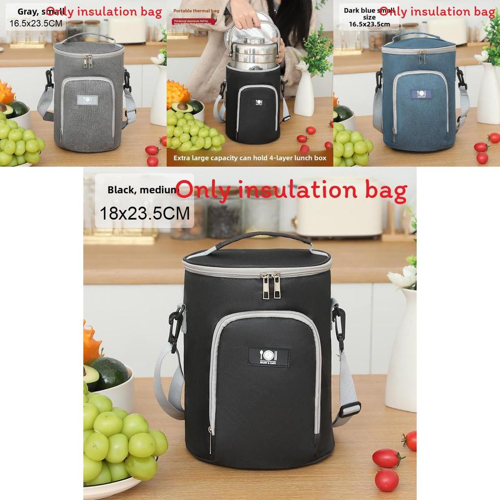 Insulated Student Lunch Bag With Solid Color And Compact Handle For Multiscenario Use