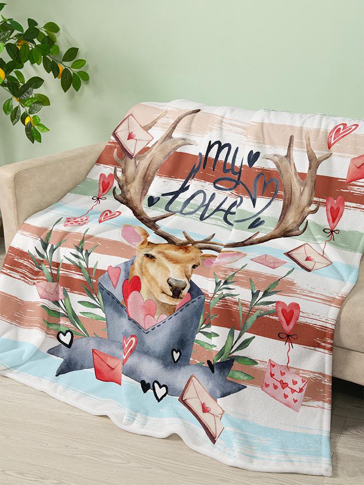 Flannel Blanket Deer Animal Blanket Crystal Fleece Blanket Spring And Autumn