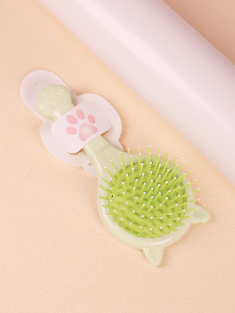 Portable Kawaii Cat Shaped Anti-static Airbag with Mirror Comb, Salon Hair Styling Airbag Mirror Comb Special for Real Hair Wigs