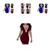 Stunning Women Sexy Deep V Rhinestone Backless Mini Dress For Special Events