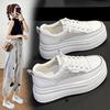 Women's Hidden Wedge Platform Shoes 2025 Summer Genuine Leather Breathable Mesh White Sneakers Casual Versatile