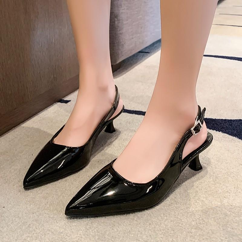 Large size women's shoes spring and summer new shoes pointed-toed stilettos buckle bag head empty sandals women