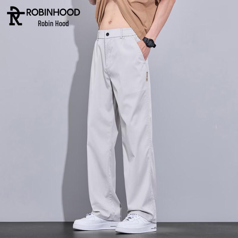 ROBINHOOD Men s Summer Ice Silk Loose Straight Casual Trousers M