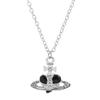 1 Pcs Classic Vintage Style Saturn Drop Color Paint Inlaid With Diamonds Ladies Fashion Necklace