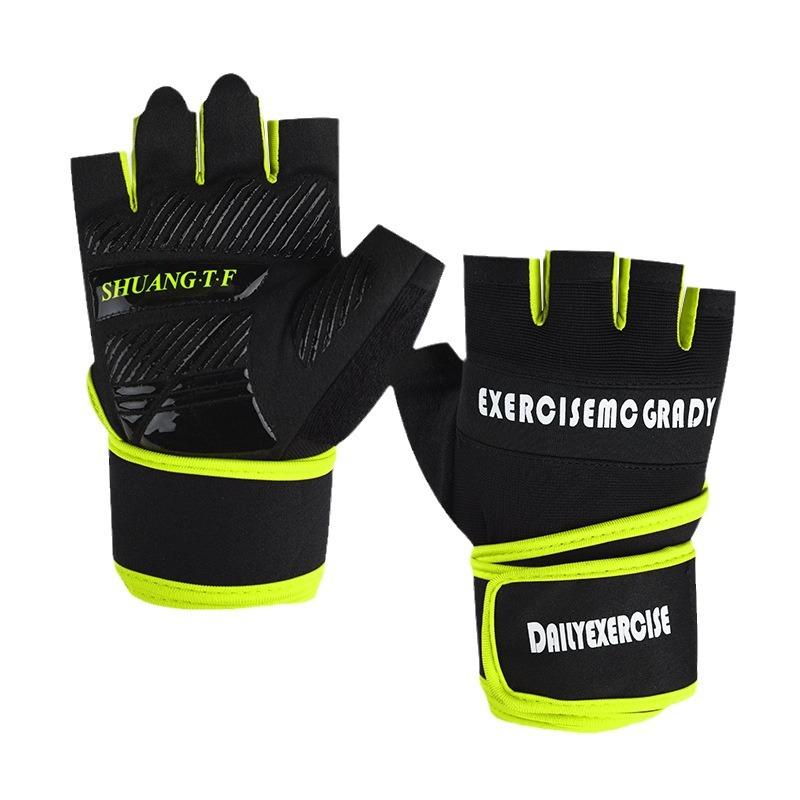 Fitnesshandschuhe für Männer und Frauen Halbfinger Handgelenkschützer Rutschfest Verschleißfest Riemen für Anti-Blasenbildung