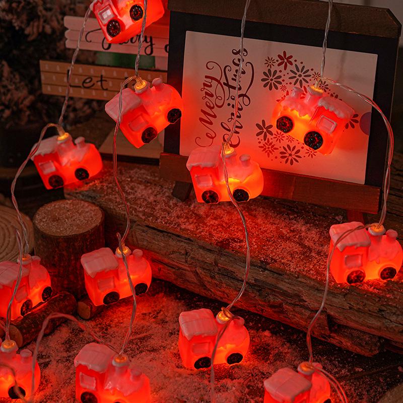 Christmas LED Santa & Snowman Head String Lights - Festive Glitter Decoration