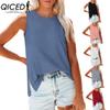 Women's Fashion Casual Solid Color Print Sleeveless +O Neck Blouses & Shirts