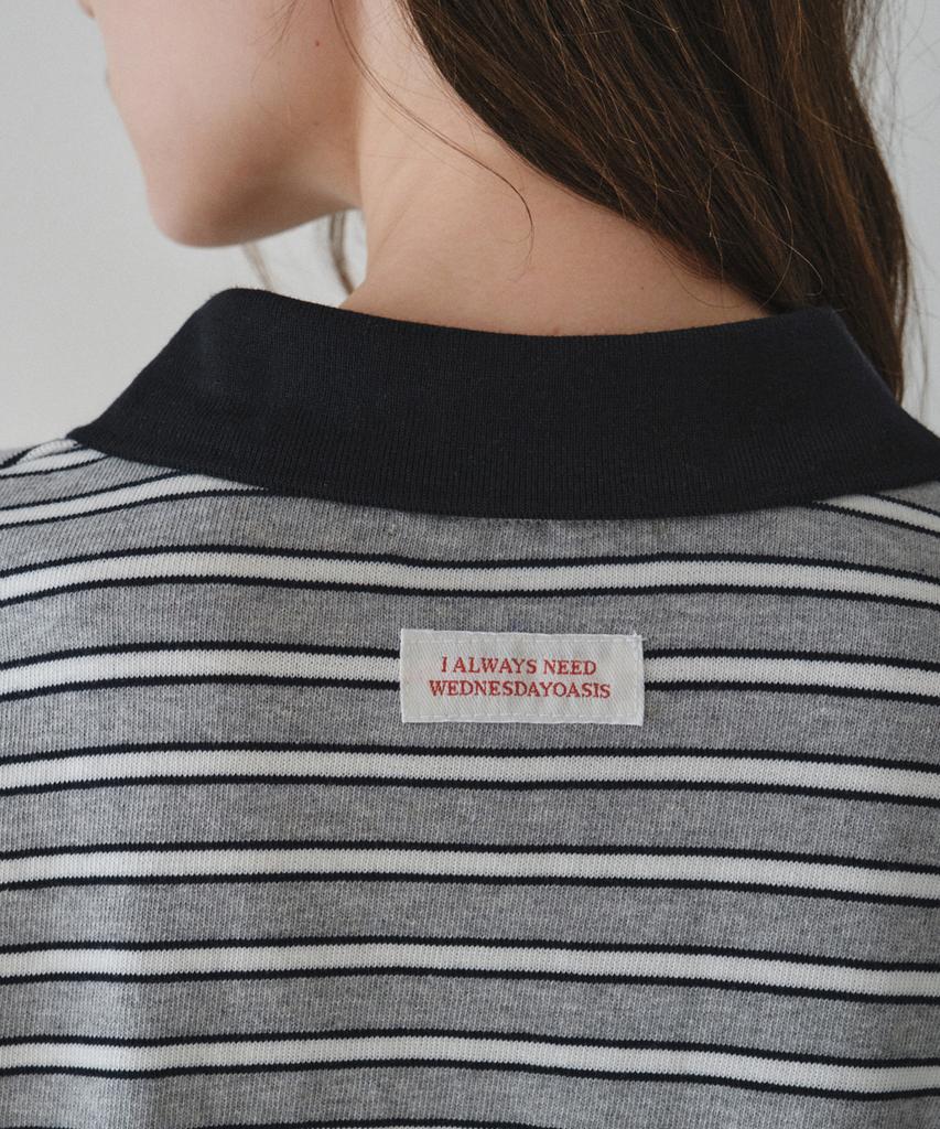 Wednesday Oasis For Woman Tommy Striped Collared T-Shirt_Navy(W26Tp13)