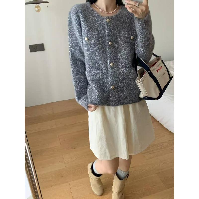 

Imitation mink knitted cardigan women s autumn and winter new loose high-end celebrity beaded sweater jacket women One size