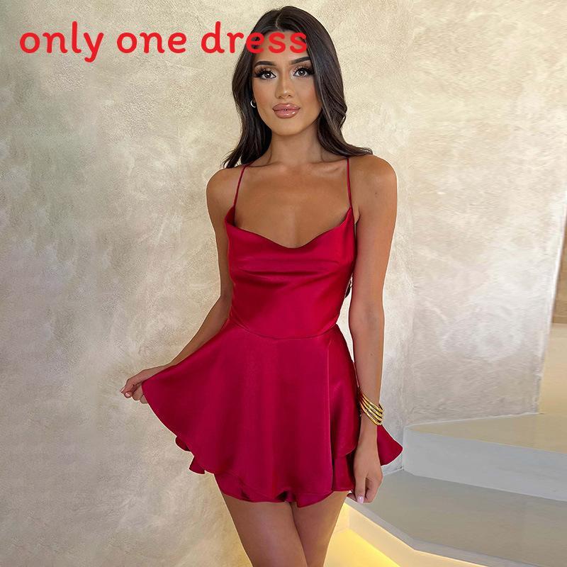 Summer Sexy Slip Dress With Spliced Polyester And Spandex For Night Out