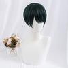 Men's Harajuku-style Green Short Wig, Semi-Long, Fashionable, with Net, Natural, Unisex