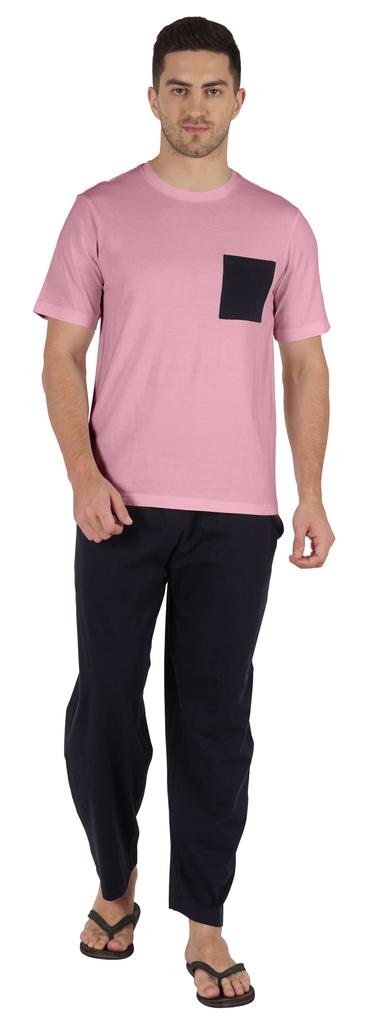 Inkmeso Solid Cotton Pajama Set  Half Sleeve Shirt With Pajamas  Loose fit 2 Pc Nightwear Pj For