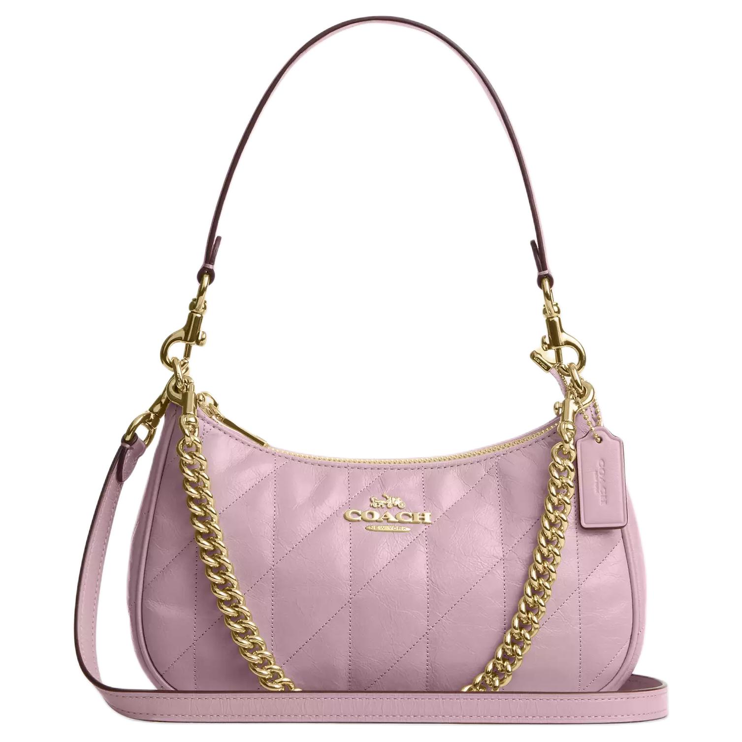 Coach Women's Teri 24 Quilted Design Leather Crossbody Shoulder Bag Bags Carnation Cdy83-Imorp