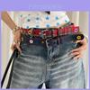 Pu Fabric Floral Pattern Waist Belt For Women With Antique Metal Buckle For Casual Dresses