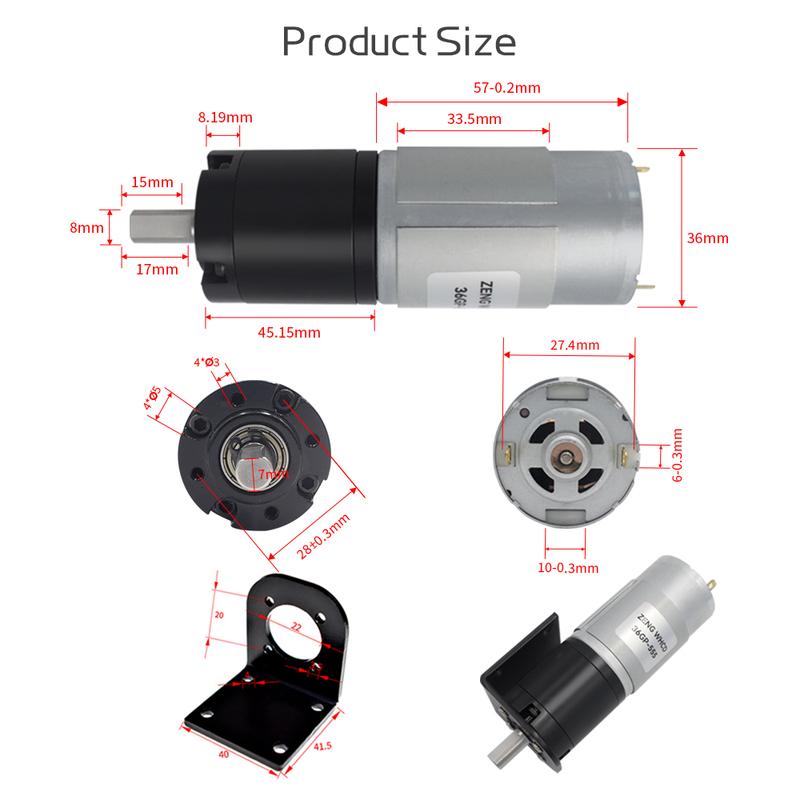 36GP-555 Miniature Planetary Gear DC Brushed Motor 12V-24V, all-metal gears, reversible rotation, high torque 100KGCM gear motor
