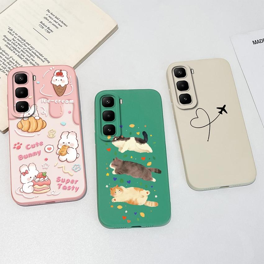 For Infinix Hot 60 50 Pro Plus 40Pro 30 Play 70 60i 50i 40i 30i Phone Case Sweet Bunny Cake New Upgrade Soft Smooth Silicone Lightweight Durable Shell
