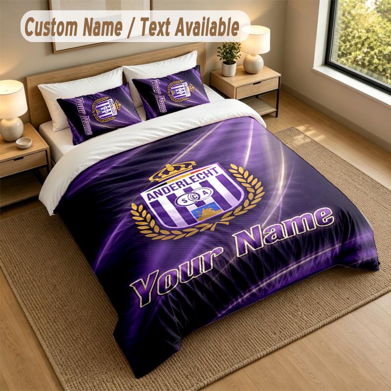 3Pcs Bedding Set Custom Name Text, 1 Sheet 2 Pillowcases Home Bed DecorAnderlecht FC