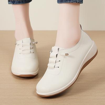 Spring New Fashion Casual Single Shoes Comfortable Soft Sole Non-slip Mother Shoes Lace-up Lazy Shoes