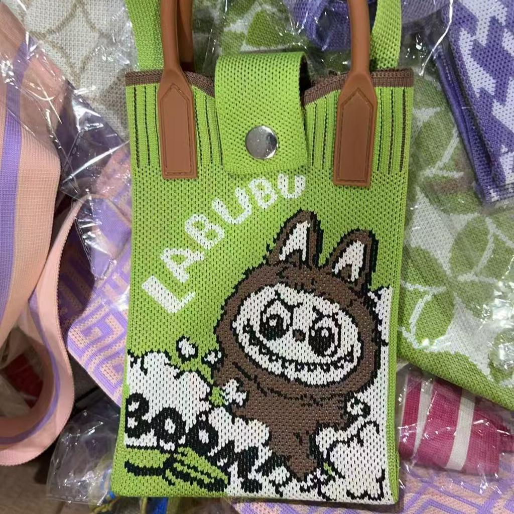 Cute Canvas Crossbody Bag with Fashionable and Niche Design, Knitted Mobile Phone Bag, Crossbody Single Shoulder Knitted Bag