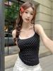 Summer Korean Style Polka Dot Lace Splice Cotton Camisole Top
