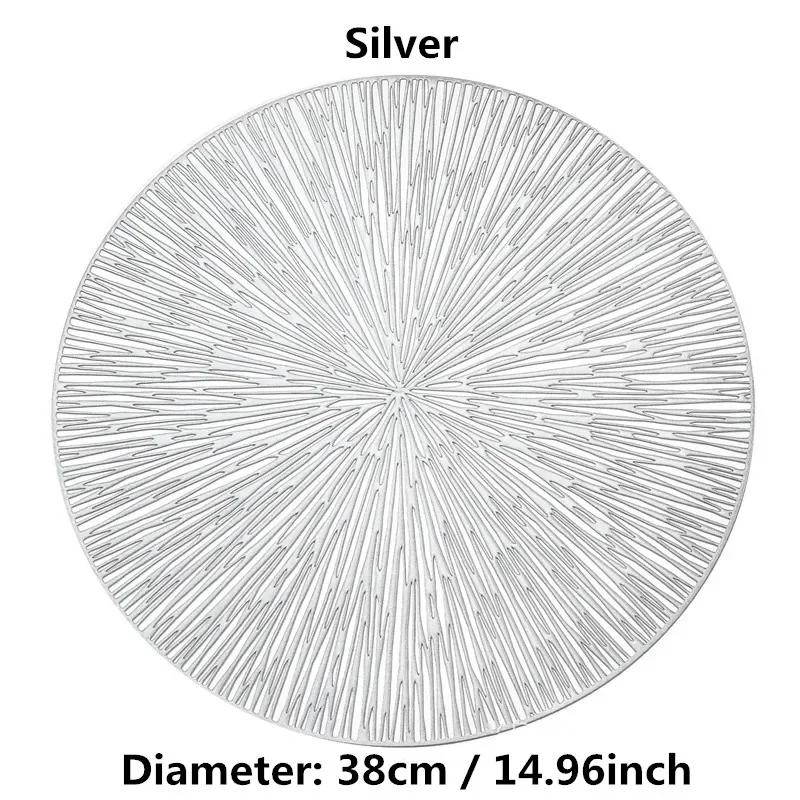 Round Firework Shape PVC Placemat Hollow Table Mats Coaster Pads Heat-Resistant Wipeable Waterproof Anti-Slip Pad Home Decor