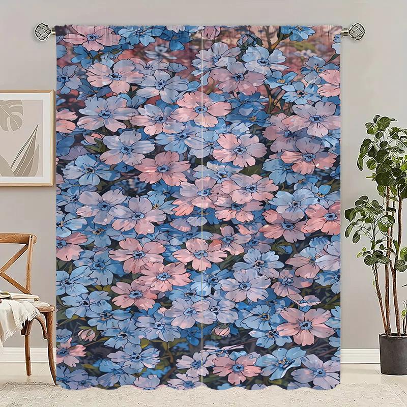 

2pcs- Complex pattern - printed curtain -100% polyester material suitable for bedroom curtains and living room decoration 100*130 Rod Pocket 1pcs