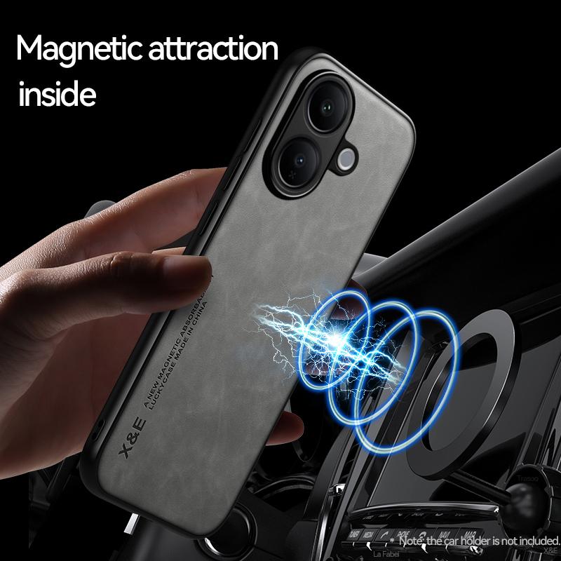 KEYSION Luxury Retro PU Leather Phone Case for VIVO V60 Lite 5G Soft Silicone+PC Shockproof Phone Back Cover for VIVO V60 Lite