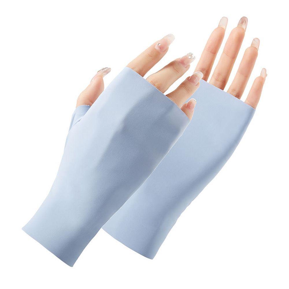 Thin Sun Protection Gloves Pure Color Anti-uv Fingerless Gloves Fashion Sunscreen Mittens  Summer