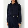 Export Single @ Aiko Classy Glossy Round Neck Loose Version Long Sleeve Shirt Top